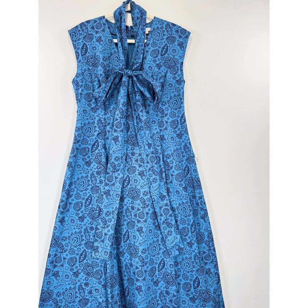 NEW Boden Womens Dress Blue Tori Midi Floral V Neck Belted Fit Flare 10P Petite - Picture 5 of 11